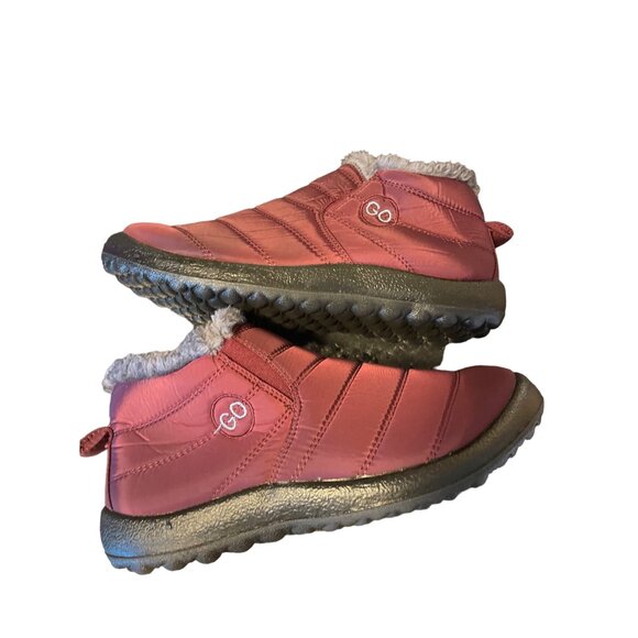 Womens Waterproof Insulated Winter Slip-On Shoes Red Fur Lining Size 41 Non-Slip - Picture 4 of 6